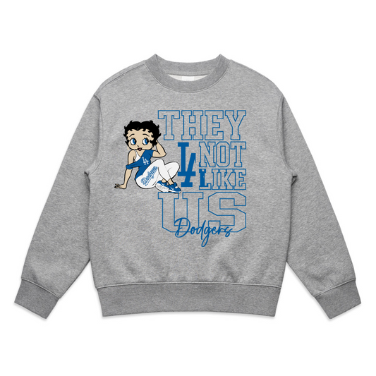 Betty Boop Dodgers "They Not Like Us" Youth Sweatshirt